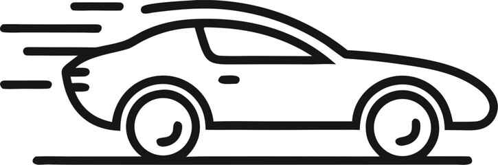 Fast car outline  icon vector on white background