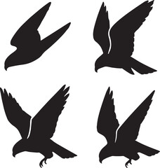 Falcon Mid-Dive Solid Black Bird Silhouette