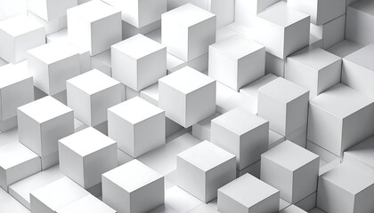 Fototapeta premium Abstract geometric pattern of many white cubes