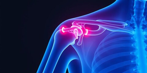 X-ray image of a human shoulder joint on a gray background,  grayscale,   orthopedics