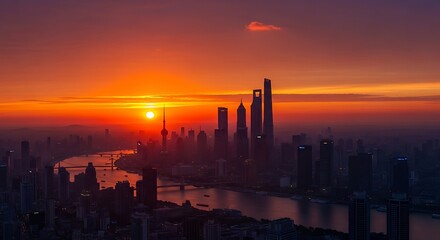 Shanghai Sunrise Skyline. (1)