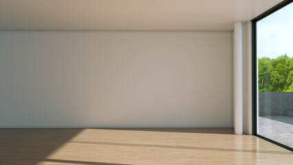 Large luxury modern bright interiors Living room mockup illustration 3D rendering image