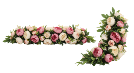 Floral Arrangement with Pink and Cream Peonies and Greenery.