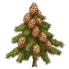 Green evergreen Christmas tree branch with cones and needles makes a perfect winter holiday decoration and ornament
