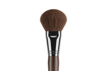 Professional makeup brush with elegant wooden handle and polished metal ferrule, perfect for flawless application
