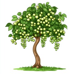 Vector illustration of a vibrant green tree with abundant leaves symbolizing nature, growth, and summer forest design