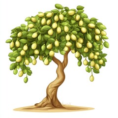 Vector illustration of a green apple tree with leaves and branches, a perfect design for nature and season-themed art