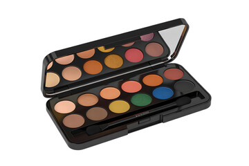 Vibrant eyeshadow palette with diverse shades and applicator for stunning makeup looks