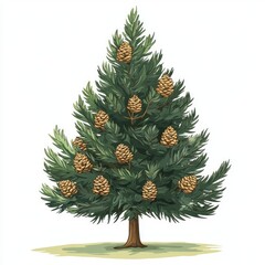 Christmas tree isolated on white background using some descriptive words