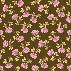 Amazing seamless floral pattern with bright colorful small flowers