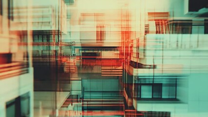 Abstract architecture creating a futuristic cityscape with glitch effect - Powered by Adobe