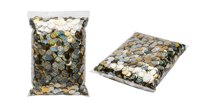 Two Bags of Decorative Metallic Confetti Discs. - Powered by Adobe