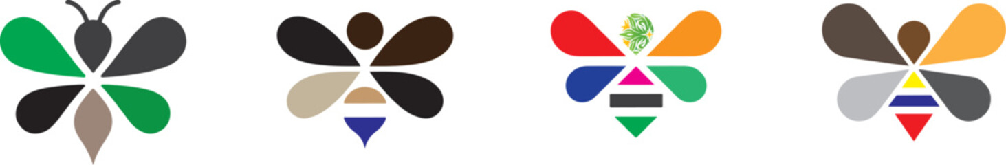 Abstract insect shapes in various colors butterfly