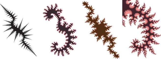Fractal patterns black brown pink vector