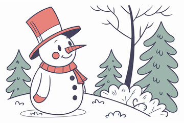 snowman and christmas tree