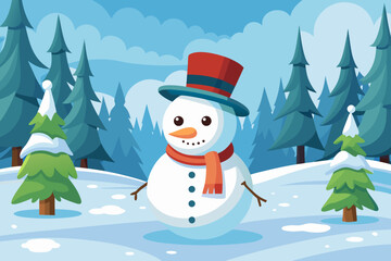 snowman with christmas tree