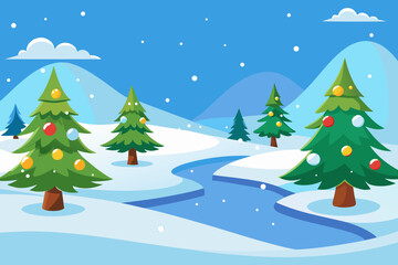 christmas tree with snow
