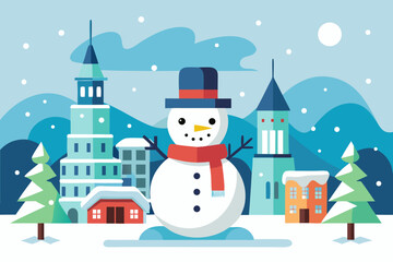 christmas card with snowman