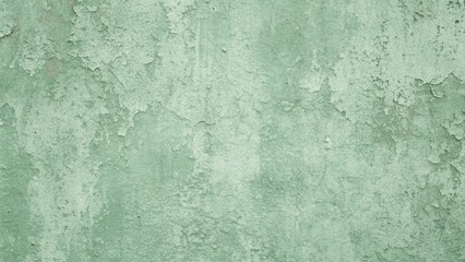 Fototapeta premium Closeup of a weathered green wall with peeling paint, showcasing the texture and grunge of the surface, perfect for backgrounds and textures