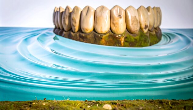 Teeth submerged in water