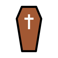 Obraz premium Brown Coffin – White Cross Icon
