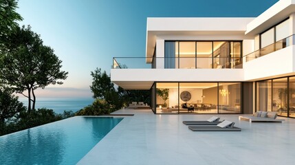Obraz premium Modern villa ocean view