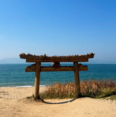 Torii Gate on the Beach in Japan