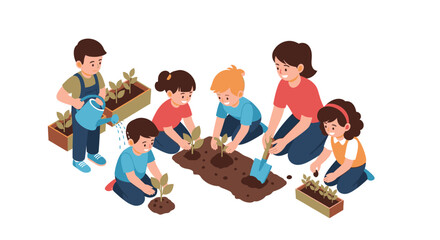 Parents and children exploring academic options at a school admissions fair, making an important choice for their future