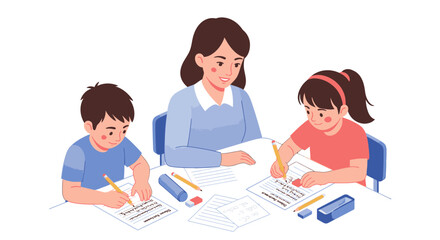 Parents and children exploring academic options at a school admissions fair, making an important choice for their future