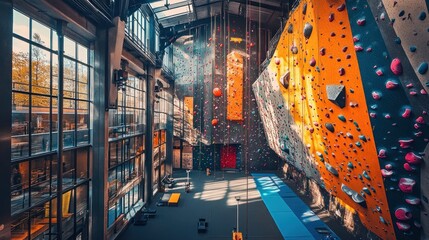 Indoor climbing gym with large walls