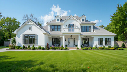 House on the hill surrounded by greenery with a clear sky in the background