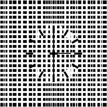 Abstract black and white clock design optical illusion vector graphic art pattern background illustration