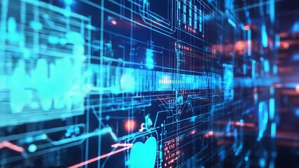 Futuristic interface showing data flowing through digital network - Powered by Adobe