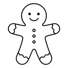 Smiling Gingerbread Man Icon for Holiday and Christmas Themes