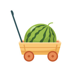 Watermelon in a wooden wagon with handle