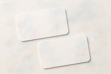 Blank rectangular cards on a light marble surface for customizable designs and projects