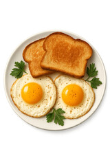 Fried Eggs and Toast on a White Plate