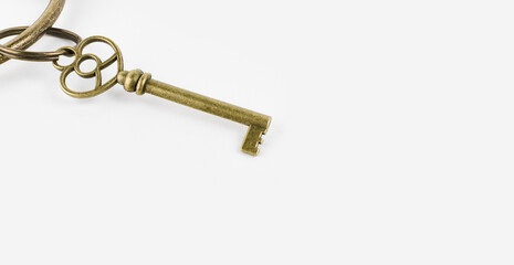 old vintage key isolated on a white
