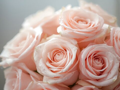 Tender Bloom Abundance. A Cascade of Pale Pink Petals, DewKissed and Softly Lit.