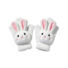 Bunny Rabbit Gloves: Winter Mittens for Kids, Plush, White, Cute Animal Design