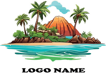 Pulau indonesia logo icon vector white background .