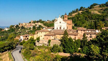 Obraz premium Italian village nestled in hills