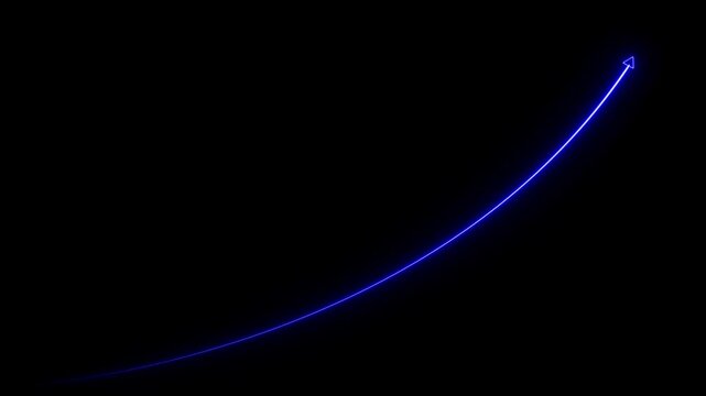 Glowing Neon color business growth rising arrow. The business graph icon represents data analysis, Neon Business chart icon isolated . A neon up business graph icon displays a glowing,