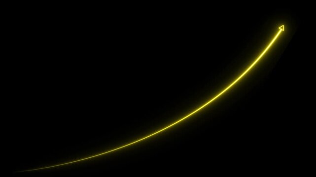 Glowing Neon color business growth rising arrow. The business graph icon represents data analysis, Neon Business chart icon isolated . A neon up business graph icon displays a glowing,