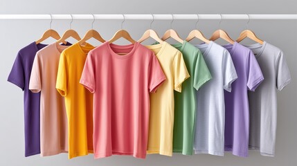 Colorful t shirts fashion clothing wardrobe textile concept
