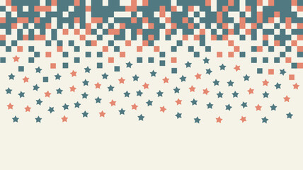 Fototapeta premium Abstract background with pixelated squares transitioning into scattered stars on a light background