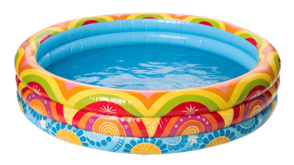 Colorful inflatable swimming pool isolated on transparent background a vibrant and inviting pool perfect for summer fun and relaxation in the backyard