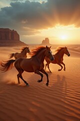 Fototapeta premium horse on sunset