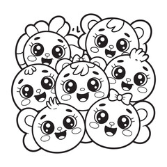 Cartoon Smiling Faces Vector Set Funny Comic Expressions Happy Emoji Characters Illustration