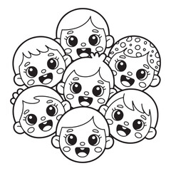 Cartoon Smiling Faces Vector Set Funny Comic Expressions Happy Emoji Characters Illustration